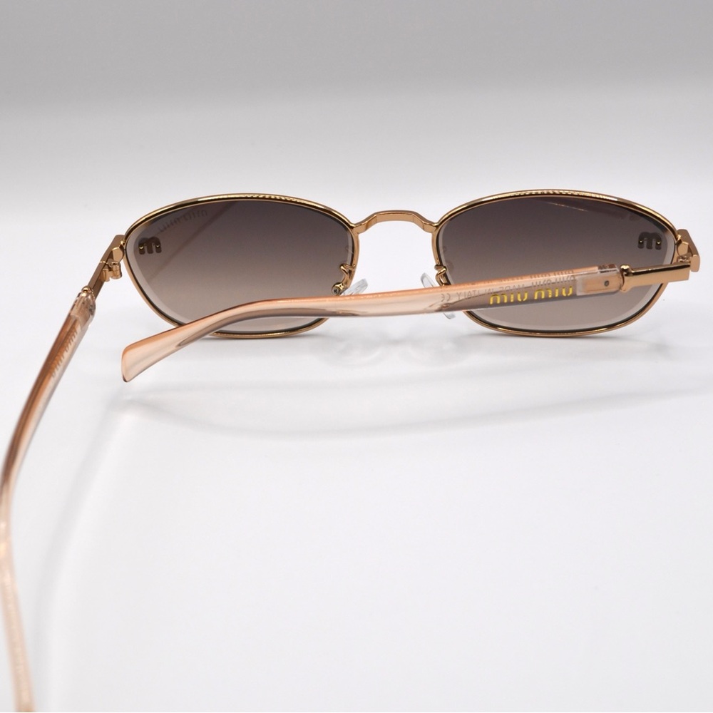 MIU MIU Women’s Metal Sunglasses | Gold & Nude | Brown Gradient Lenses | New - Picture 7 of 16